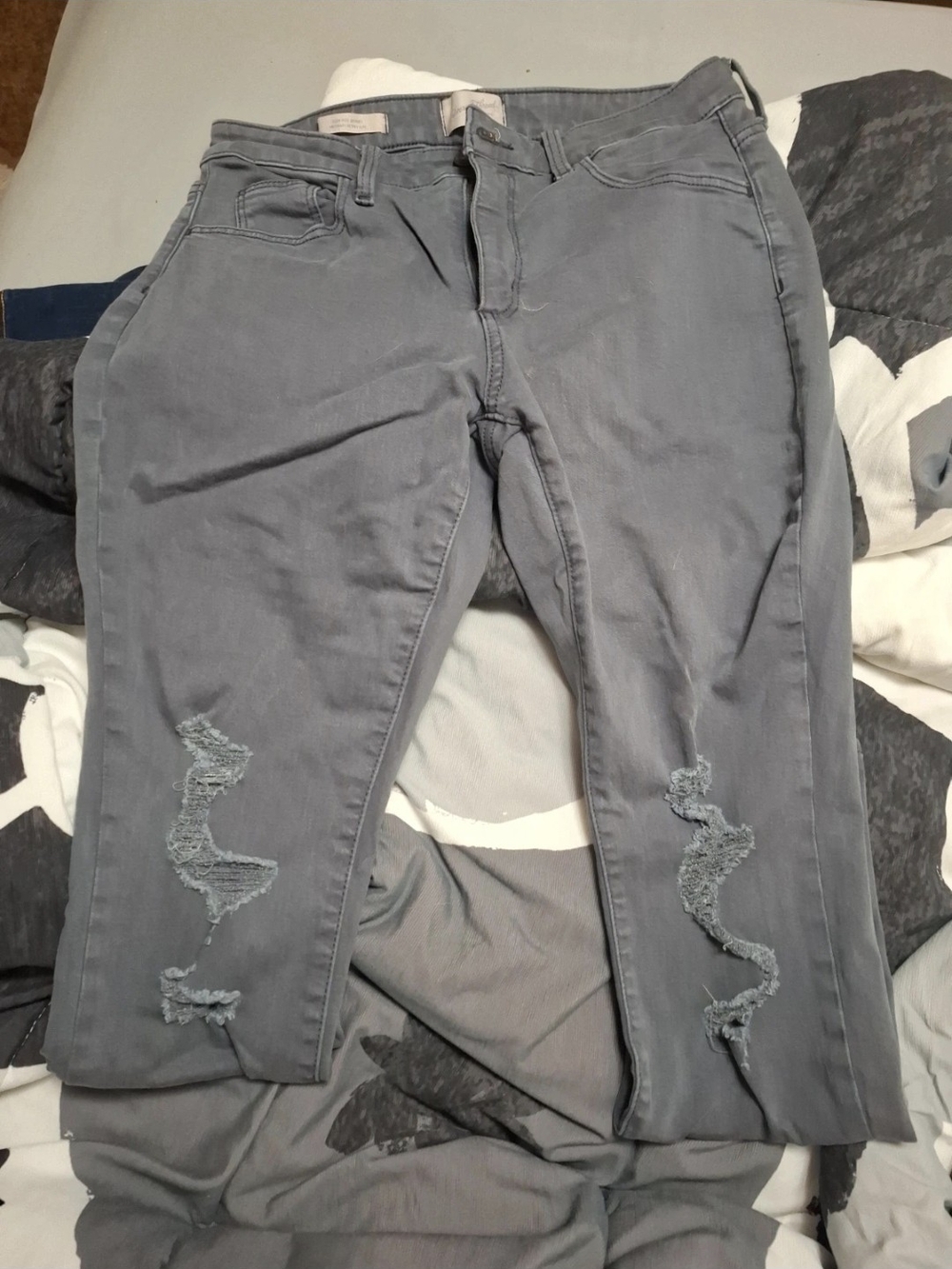 Gray Distressed Slim Jeans